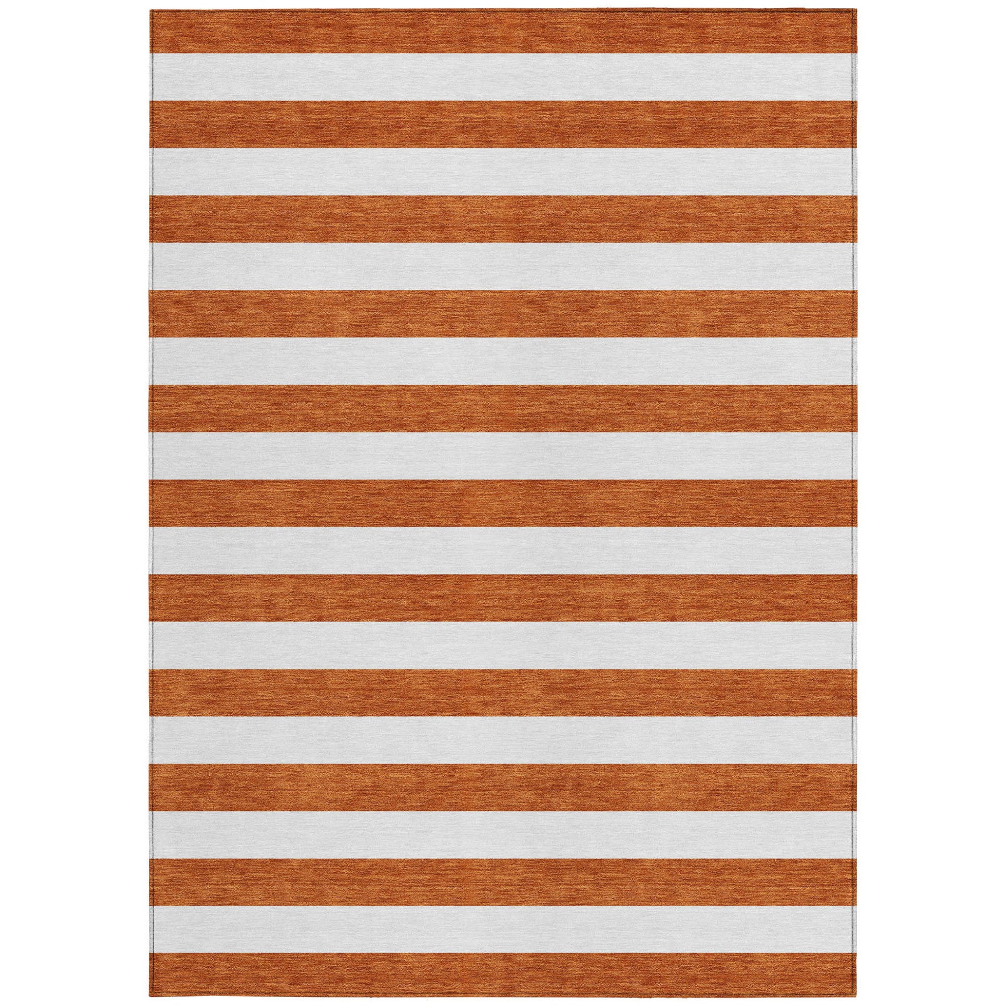 5' X 8' Orange Striped Washable Non Skid Indoor Outdoor Area Rug
