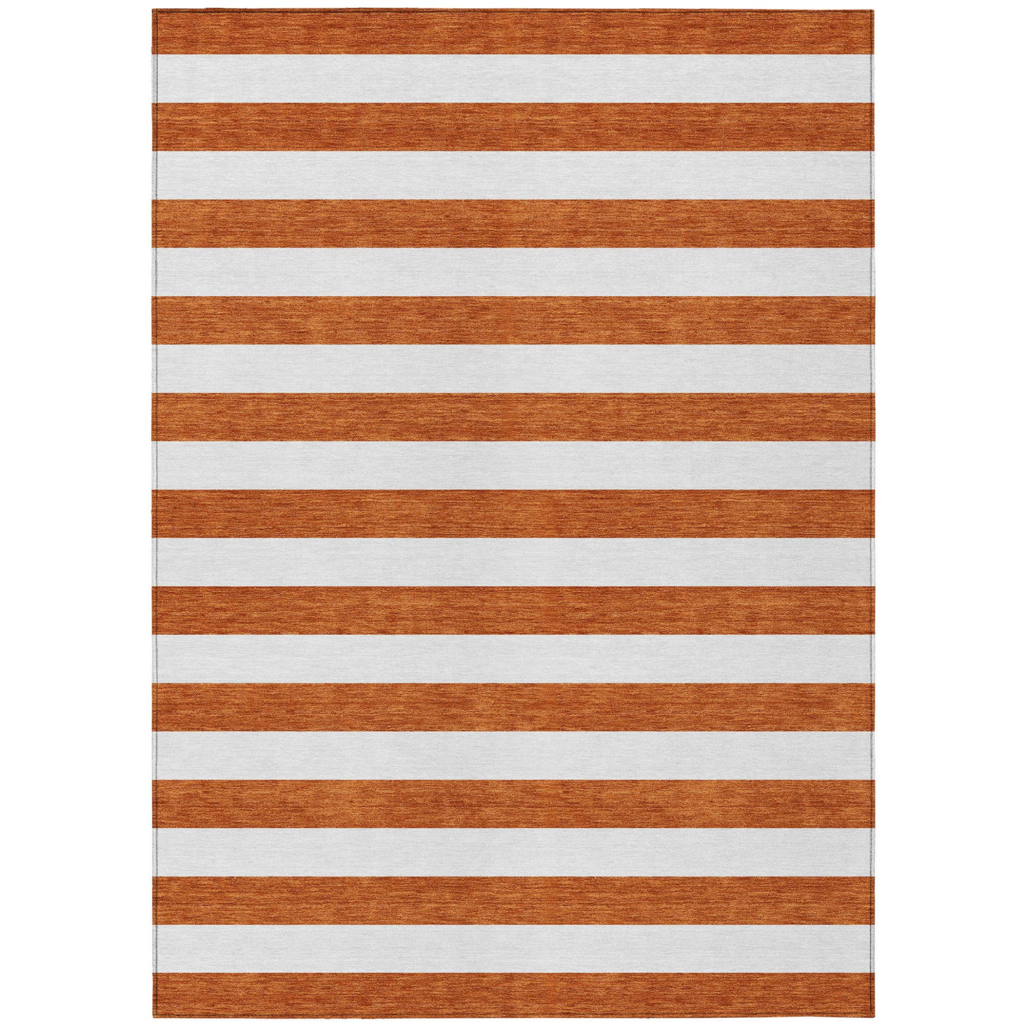5' X 8' Orange Striped Washable Non Skid Indoor Outdoor Area Rug
