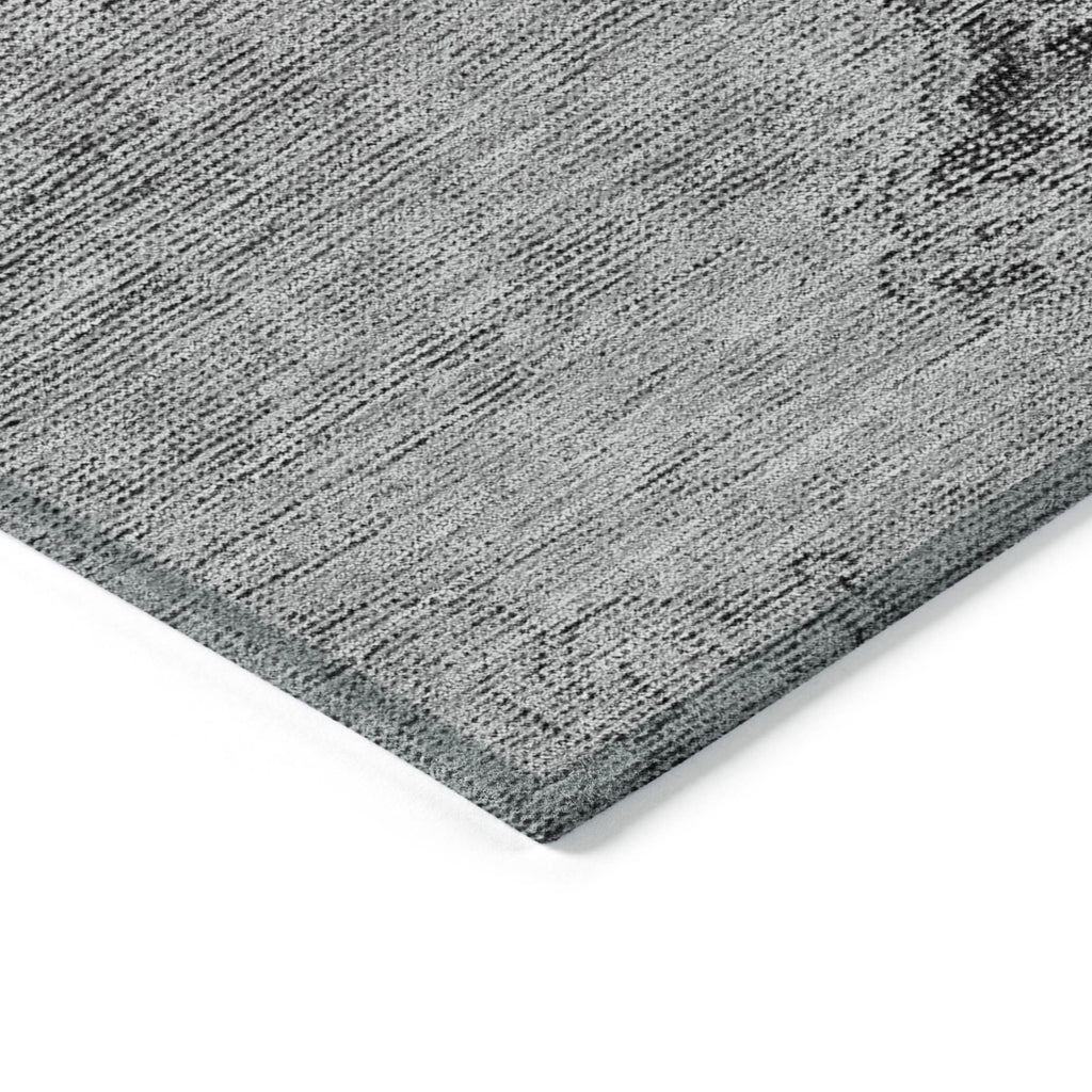 8' X 10' Gray Silver And Charcoal Oriental Washable Indoor Outdoor Area Rug