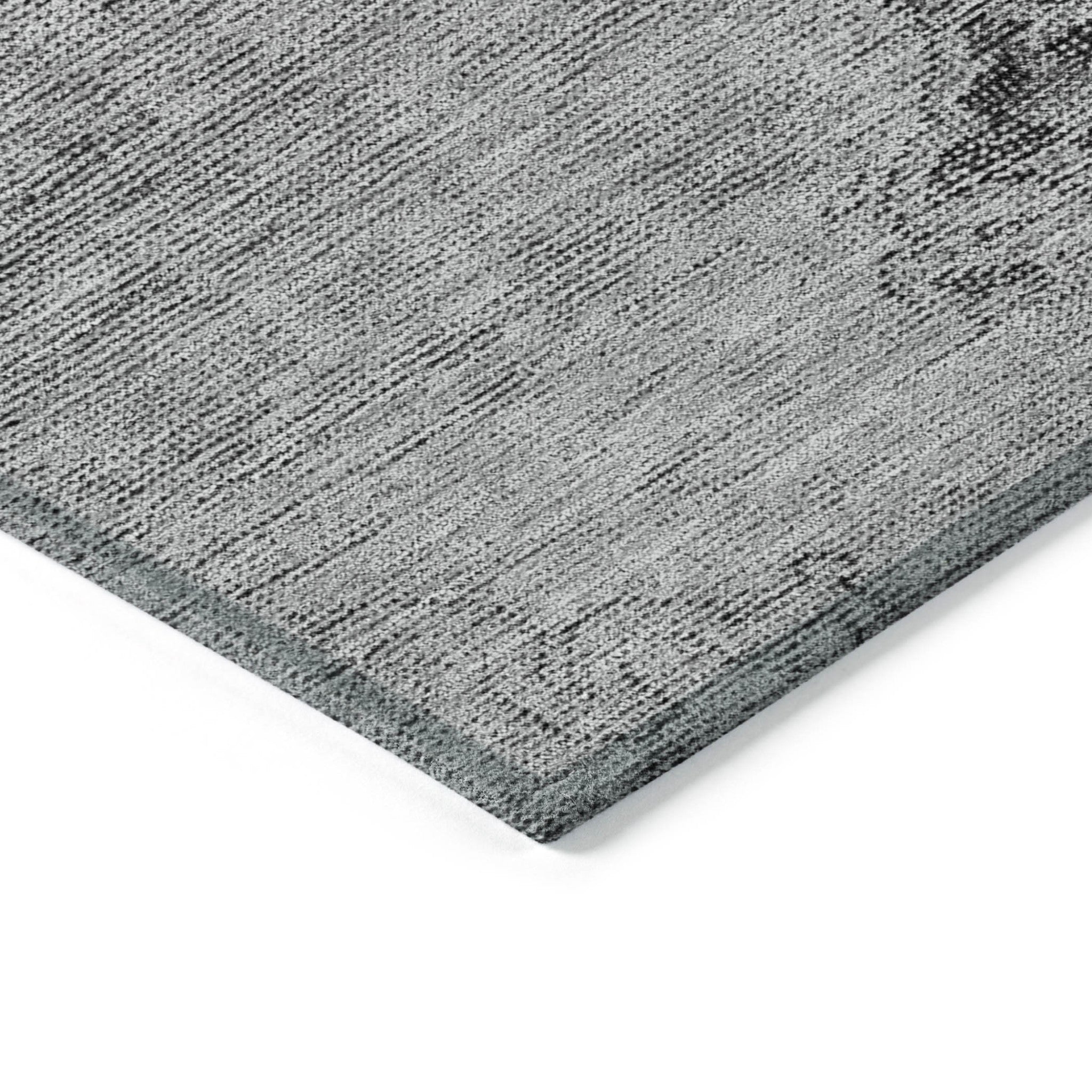 8' X 10' Gray Silver And Charcoal Oriental Washable Indoor Outdoor Area Rug