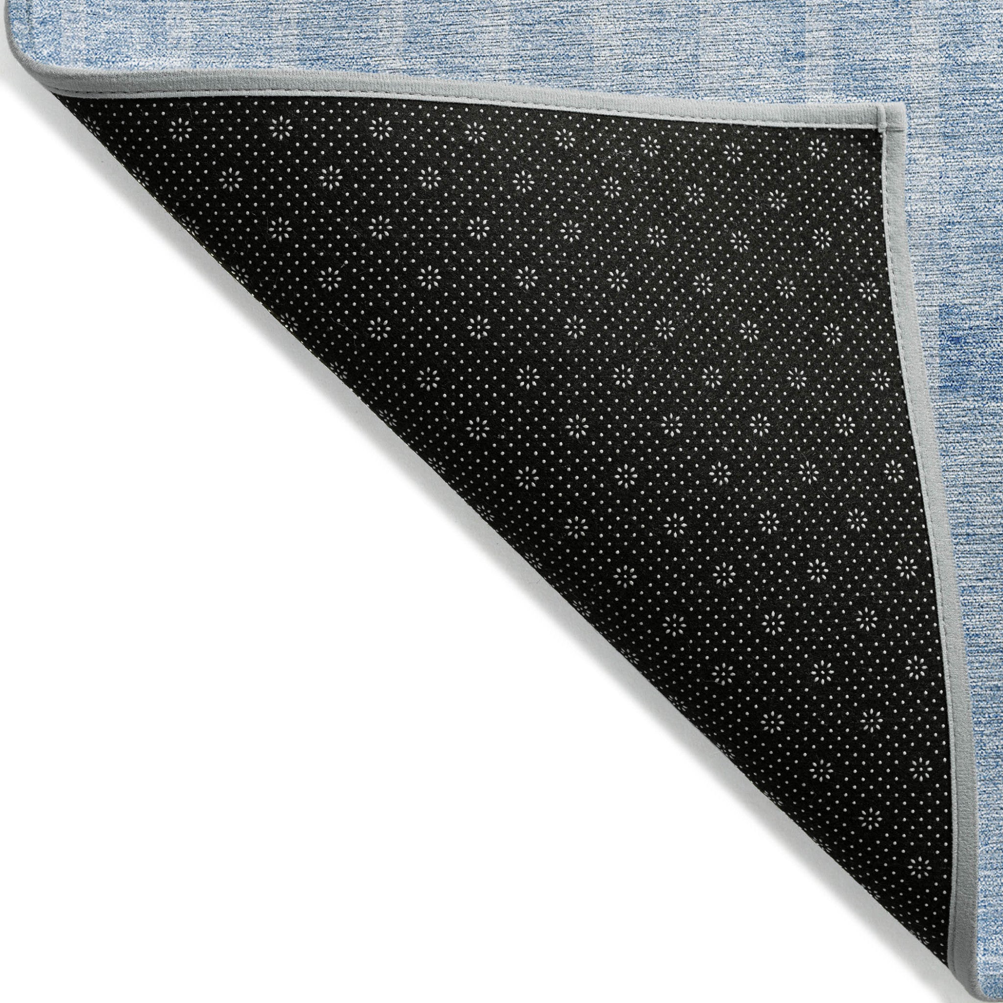 8' Denim Blue And Sky Blue Round Striped Washable Indoor Outdoor Area Rug