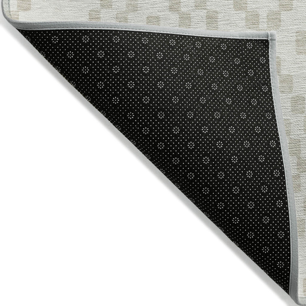8' X 10' Ivory And Beige Geometric Washable Indoor Outdoor Area Rug