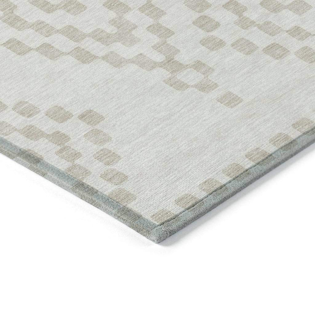 8' X 10' Ivory And Beige Geometric Washable Indoor Outdoor Area Rug