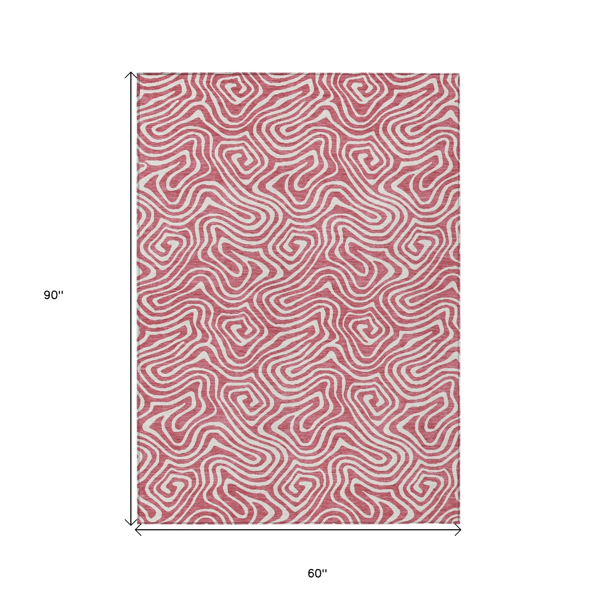 5' X 8' Blush And Ivory Abstract Washable Indoor Outdoor Area Rug