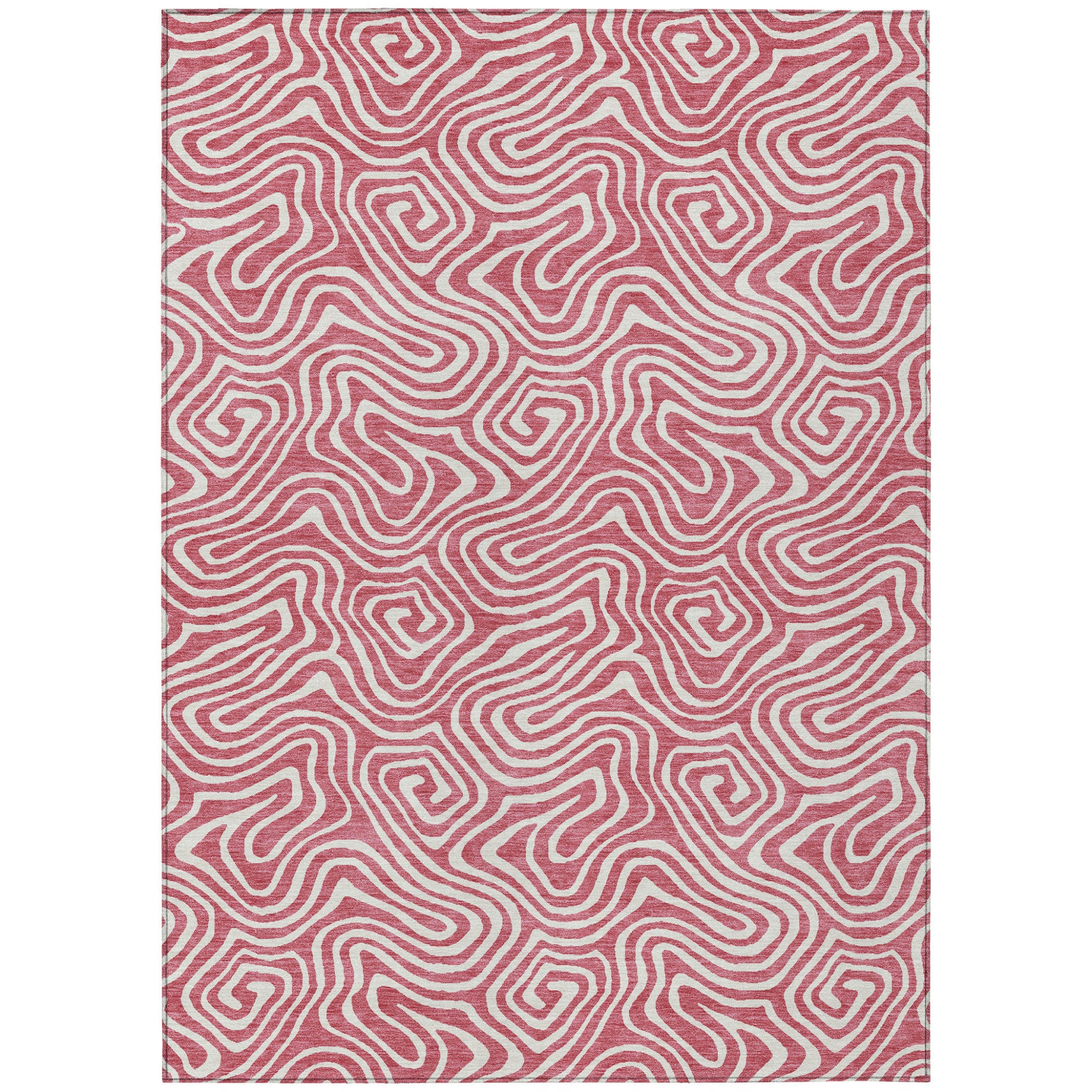 5' X 8' Blush And Ivory Abstract Washable Indoor Outdoor Area Rug