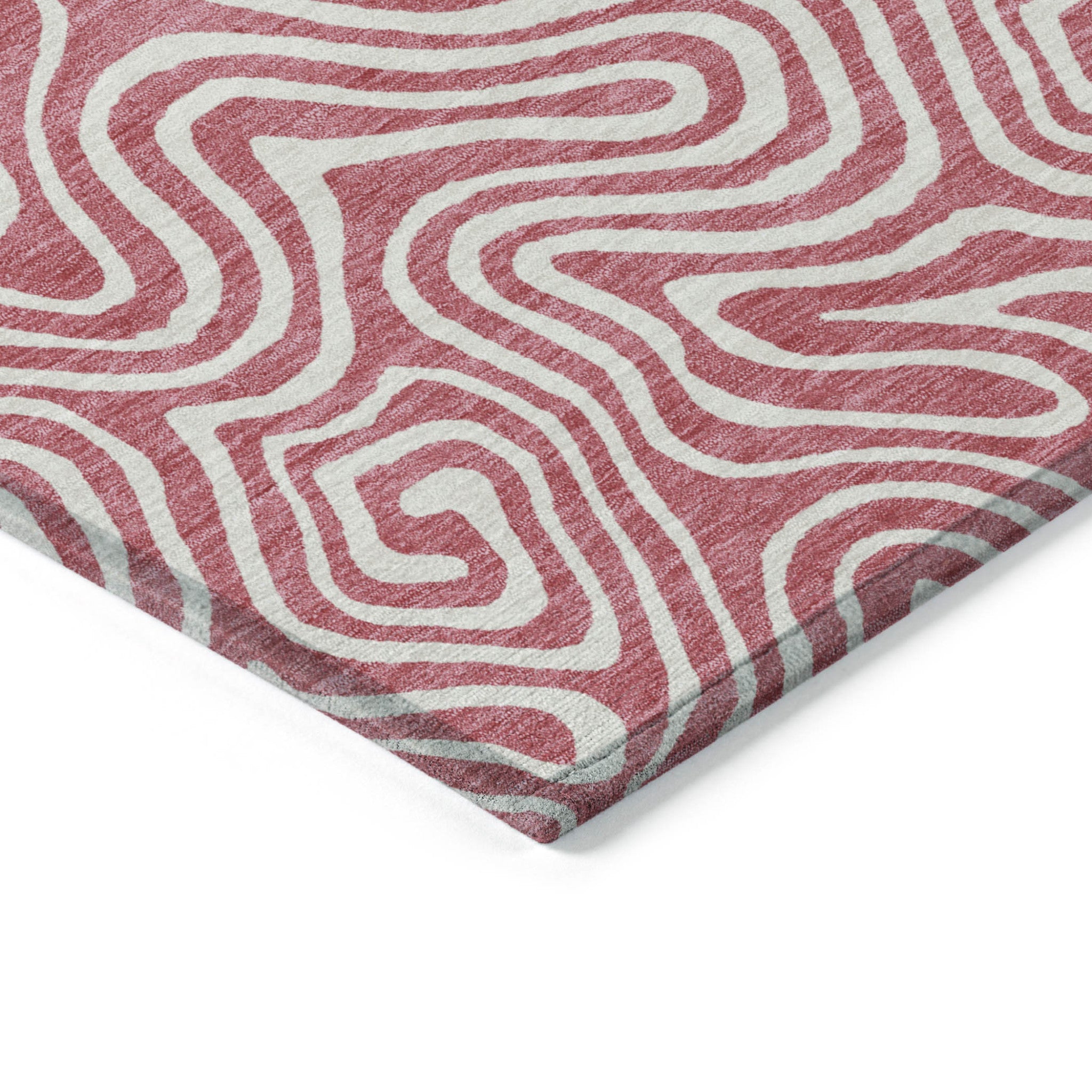 5' X 8' Blush And Ivory Abstract Washable Indoor Outdoor Area Rug