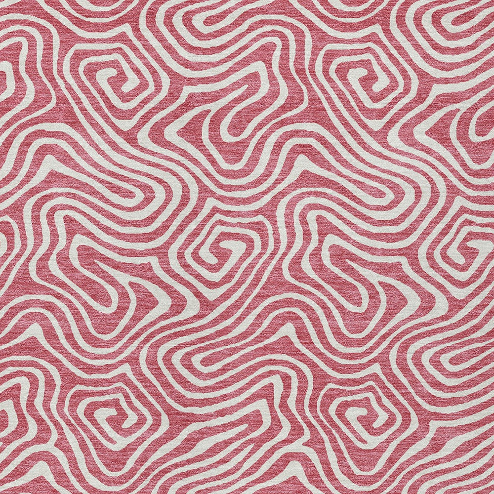 5' X 8' Blush And Ivory Abstract Washable Indoor Outdoor Area Rug