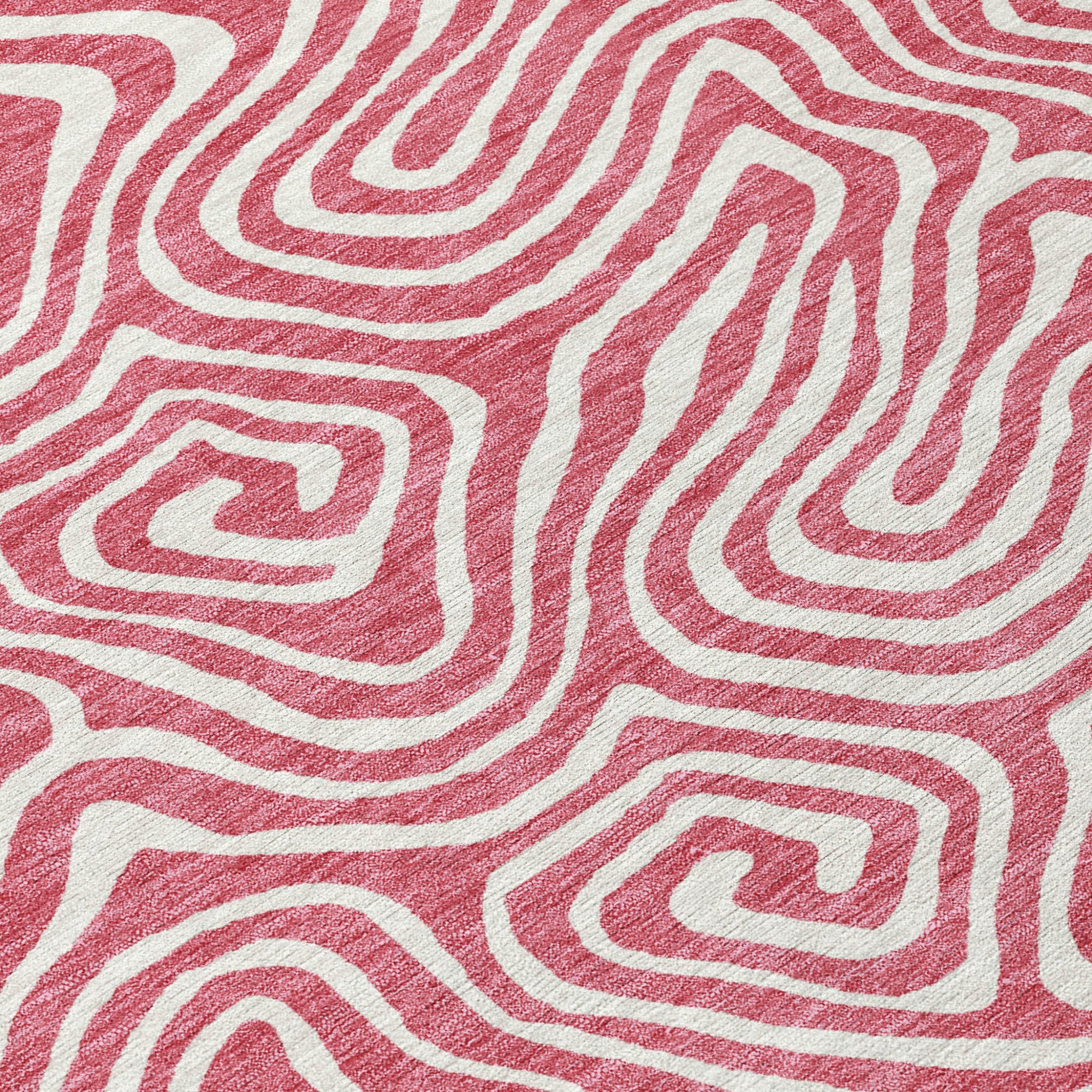 5' X 8' Blush And Ivory Abstract Washable Indoor Outdoor Area Rug