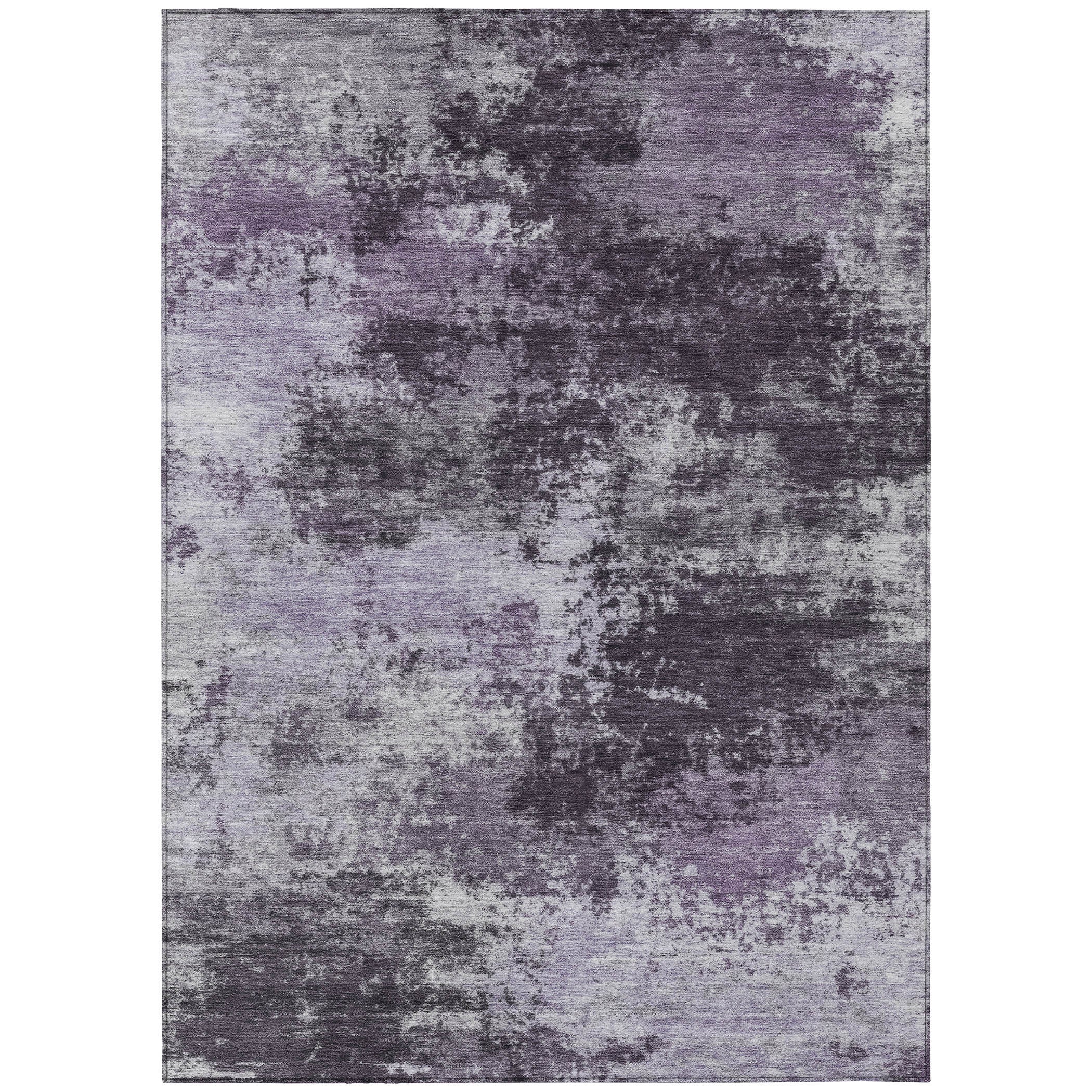 8' X 10' Purple And Ivory Abstract Washable Indoor Outdoor Area Rug