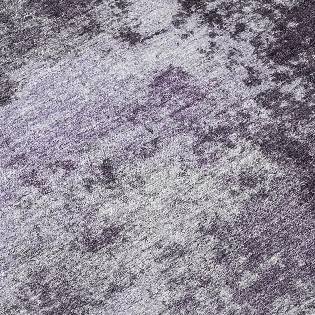 8' X 10' Purple And Ivory Abstract Washable Indoor Outdoor Area Rug