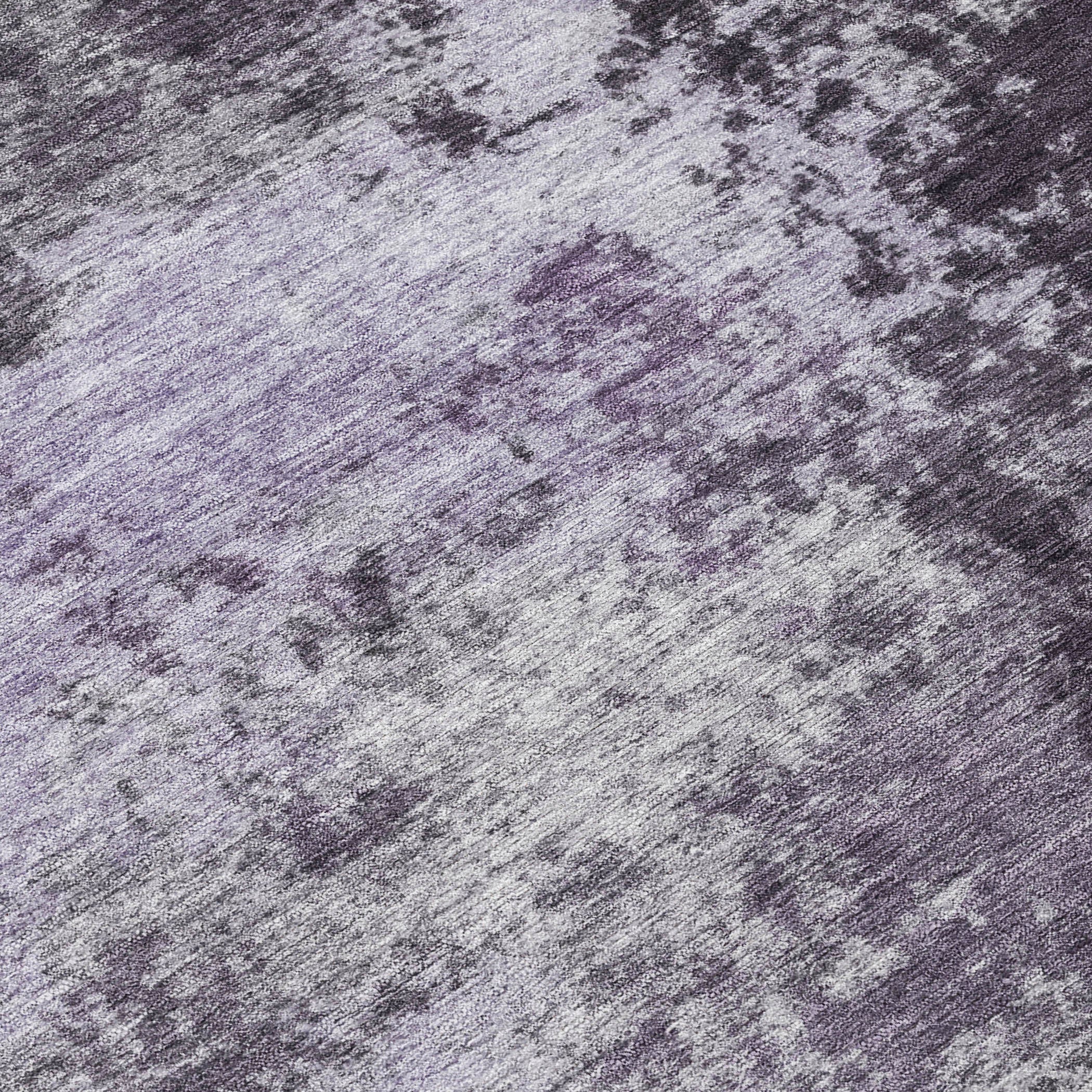 8' X 10' Purple And Ivory Abstract Washable Indoor Outdoor Area Rug