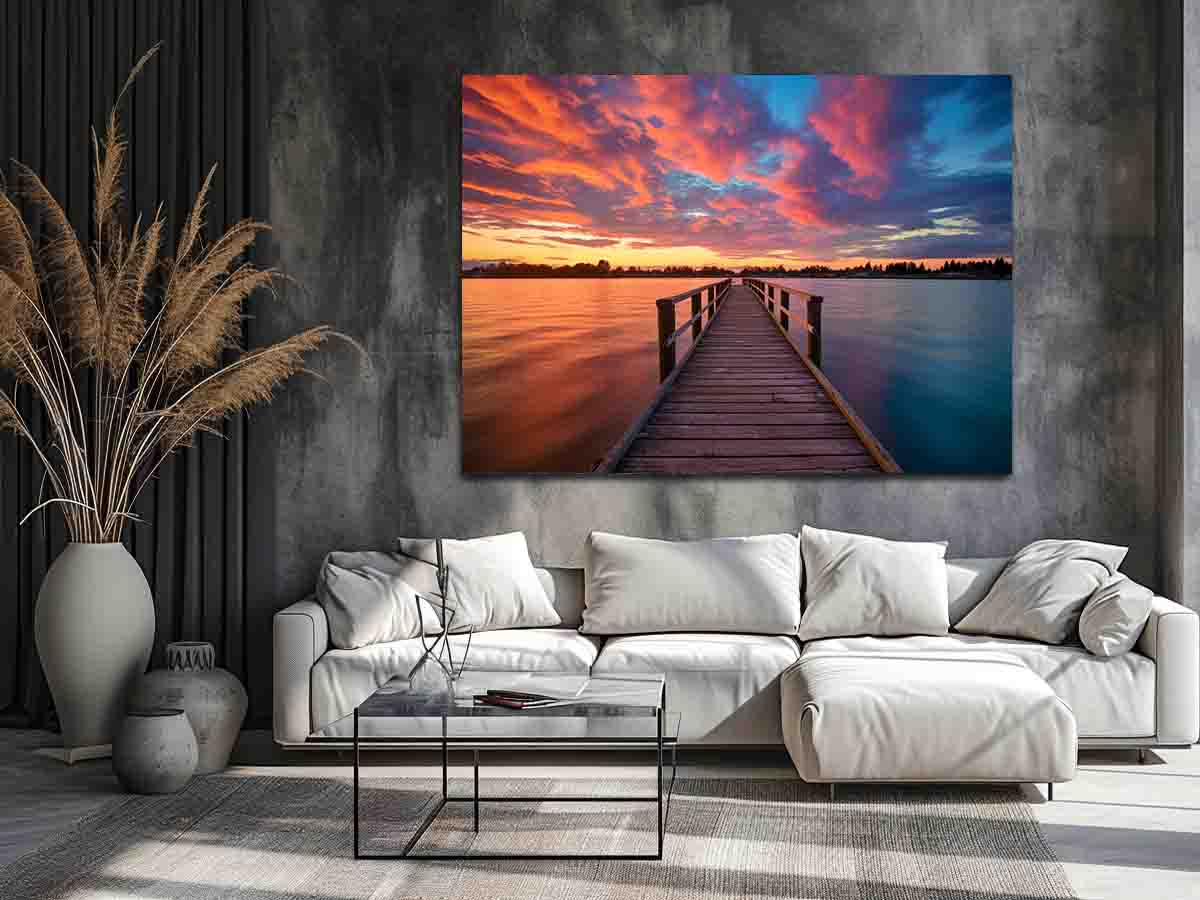 Jetty Sunset Art Canvas Art Print